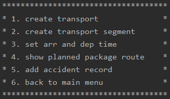 transport menu