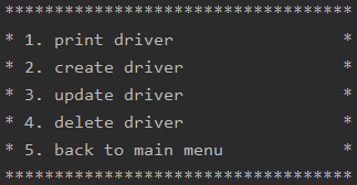 driver menu